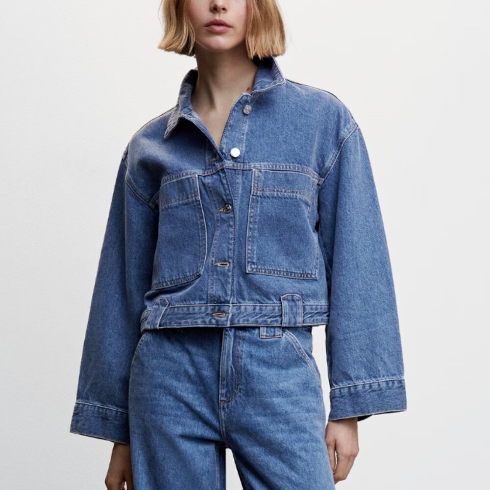 Mango Cropped Denim Chore Jacket - XS
